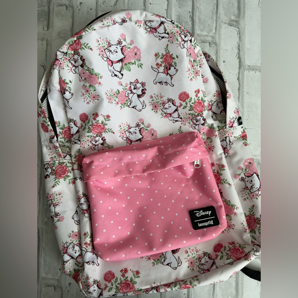 Disney Marie Floral Backpack with Pink and White Accents